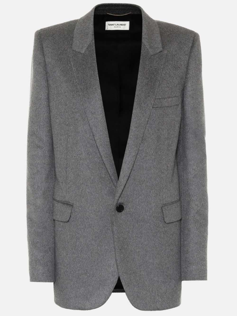 Saint Laurent YSL Gray Cashmere Wool Flannel Silk Lined Blazer Jacket